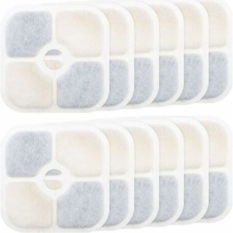 Cyslmuk – Confezione da 12 filtri di ricambio per fontanelle per gatti – Compatibili con Catit PIXI 43717 – Carbone attivo e cotone filtrante – 8,4 x 8,4 cm (1/5)