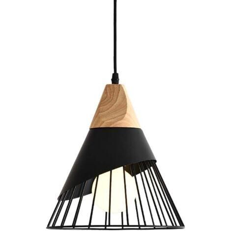 Stoex – Lustre rétro en métal noir – Suspension industrielle en cage E27 – Dimensions 25cm diamètre, 30cm hauteur – Cordon ajustable 100cm (1/5)