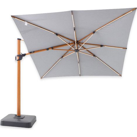 Parasol Déporté Carré Marbella à LED 3 x 3 m toile acrylique Sunbrella Gris Lead Chiné