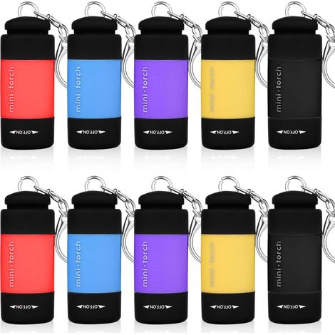 Lot de 8 mini lampes de poche LED, lampe de poche USB rechargeable IPX8, petites lampes de poche étanches avec porte-clés, lampes de poche pour enfants pour camping, barbecue, extérieur, urgence. (1/5)