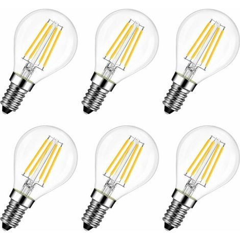 Lot de 6 ampoules LED E14-6W, 2700K (remplace une ampoule de 60W), lumière blanc chaud (1/4)