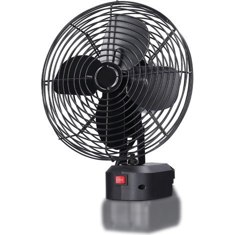 Ortviai Ventilateur Portable Extérieur pour Camping, Pique-Nique et Pêche – Métal Noir, 220 mm, Réglable 2 Vitesses, Sans Fil