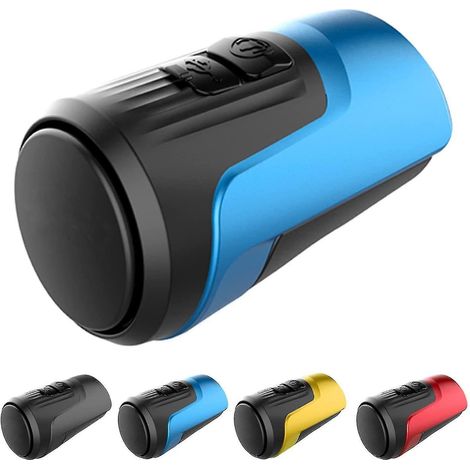 Elektrische Fahrradhupe, 100–125 dB, elektronische Klingel, 4 Klangmodi, USB-Akku, wasserdichte Silikon-Diebstahlsicherung mit hoher Lautstärke – Blau