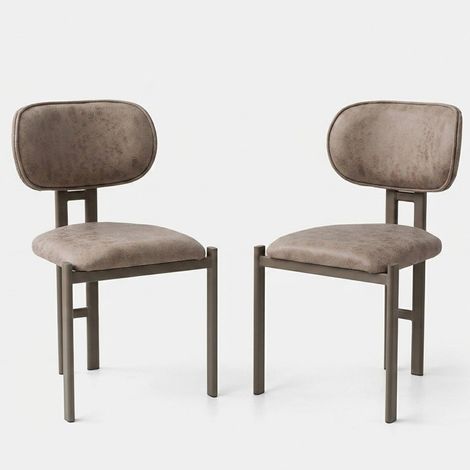 Lot de 2 chaises rembourrées en métal et similicuir Muriz (1/5)