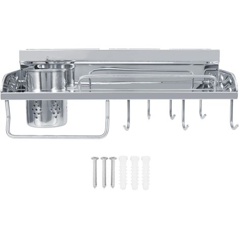 Étagère murale de rangement en acier inoxydable pour cuisine et salle de bain (1/5)