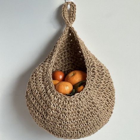 Opbergmand - Opbergmand organizer - Fruitmand - Katoenen touw - Hangmand - Mand - Plantenhanger - Hangpot voor Binnen/Buiten - Hangend fruit - Decoratieve Fruit Schaal/Basket - 25X31CM - Khaki (1/5)
