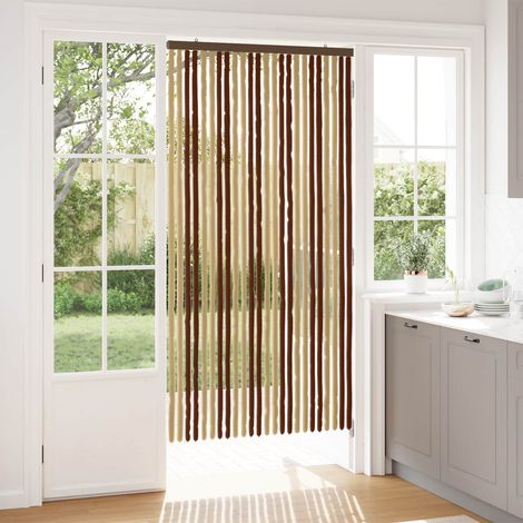 vidaXL Rideau anti-insectes en chenille Marron et beige 100 x 200 cm