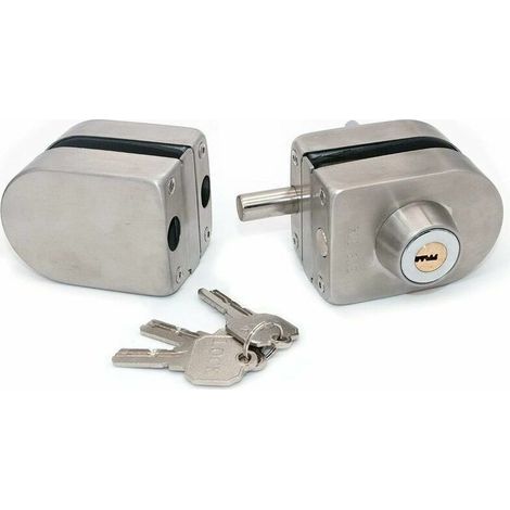 304 Stainless Steel Glass Door Lock with 2 Keys, Glass Door Lock, Security Lock, No Drilling Required, Suitable for Home, Hotel, Bathroom, Showcase