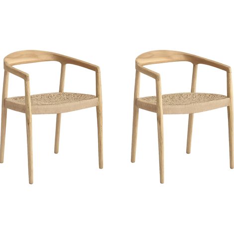 Lot de 2 fauteuils en bois de teck et fibre naturelle KAEN – Élégance coloniale et authenticité (1/5)