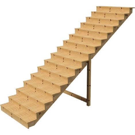 Außentreppe Holz Höhe 275cm 16 Stufen, Breite 140cm, MIT Setzstufen