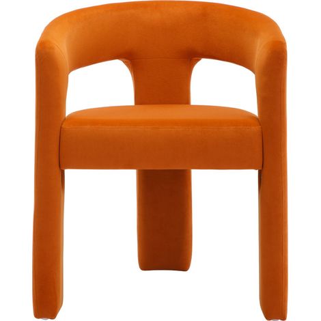 Dining Chair in Velvet Chic Armchair with Stylish Curved Backrest for Kitchen Living Room Restaurant Cafe, Orange, Wahson