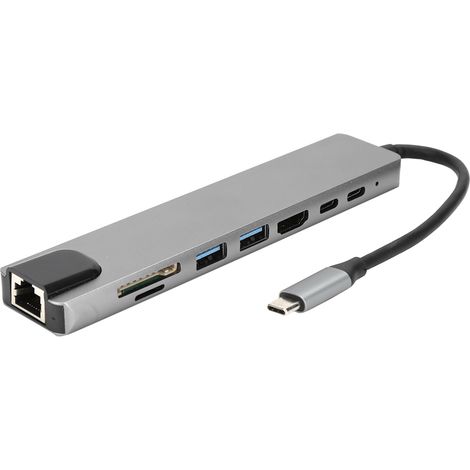 8-in-1 USB-C Dockingstation mit HDMI, RJ45, PD und Hub-Splitter-Adapter (1/5)
