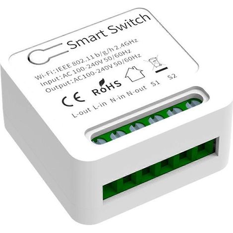 Interrupteur intelligent, WiFi, double canal, relais DC 5V-48V et 1-250V, idéal pour l'éclairage et (1/5)