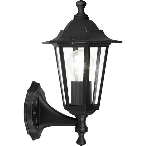 EGLO Laterna 4, Lampada da parete per esterni a 1 luce, lampada da parete in fusione di alluminio nero e vetro trasparente, attacco E27, IP44 (1/2)