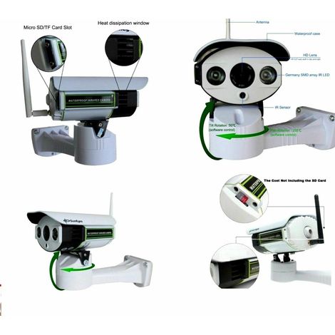 Telecamera Esterna IP Camera HD 1080p Wireless LED IR LAN Motorizzata WIFI Rete (1/5)