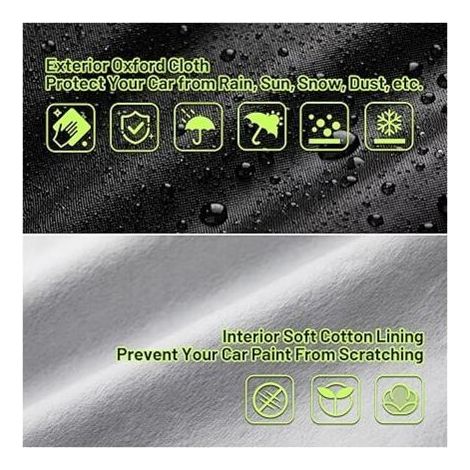 Bâche pour voiture 460x180x168cm Housse de Protection Auto Exterieur Noir Couverture Imperméable pour SUV avec Ouverte Latérale pour Cabine. Coton Respirant. Anti UV Neige Poussière (1/5)