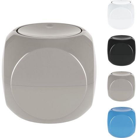Spirella - Pattumiera cosmetica, Contenitore per rifiuti, Bagno, con Coperchio Basculante, per Spazzatura, da Tavolo, da 1 litro, Tortora (1/5)