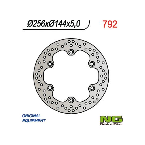 Disco freno posteriore NG per Honda XL 1000V 03-11, CBR 1100XX 97-04, X11 00-03, VFR 750F 86-89 (256X144X5 MM) (6X10.5 MM)