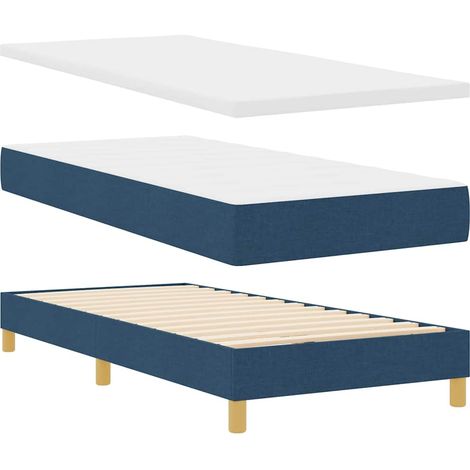 Box Spring Bed with Headboard Manual Blue 200 x 90 cm Fabric vidaXL (1/5)