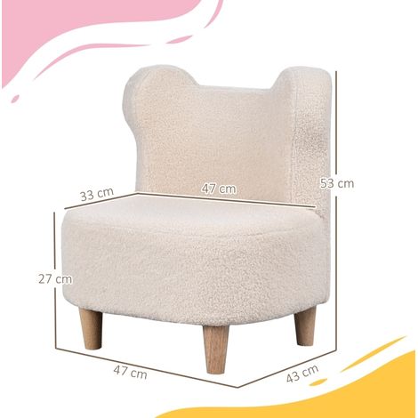 MEUBLIV Poltroncina beige per bambini con orecchie da orso, tessuto teddy e piedi in legno (1/5)