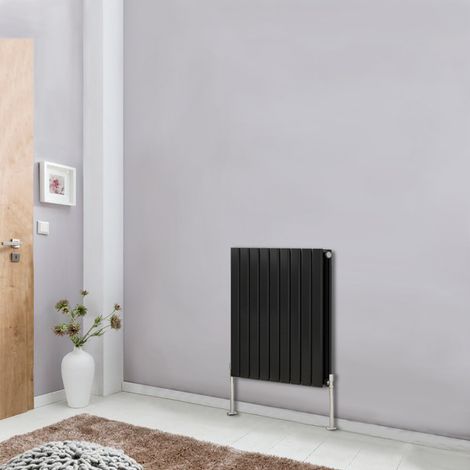 NRG Designer Radiator Flat Panel Central Heating Rads Black Horizontal Double 600x612mm