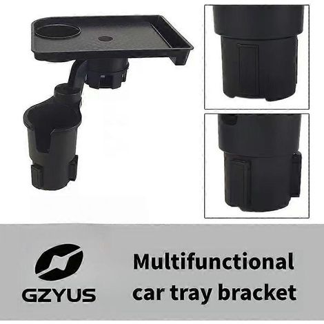 Plateau extensible 3 en 1 pour porte-gobelets de voiture avec base rotative amovible à 360°, supporte jusqu'à 18 kg, coussinets en caoutchouc antidérapants, deux porte-gobelets pour les trajets quotid (1/5)