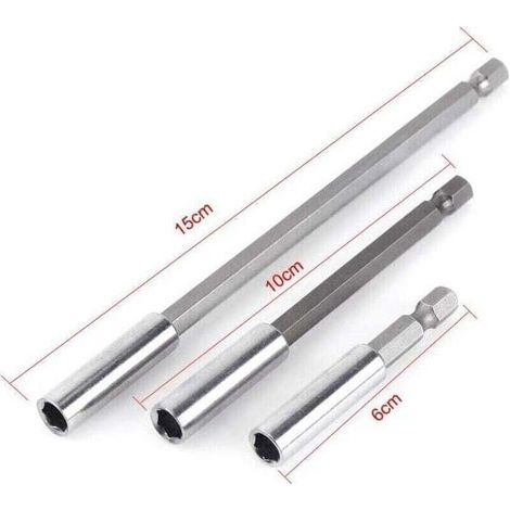 3Pcs 1/4 60/100/150mm Perceuse Porte Embouts Magnétique Extension de Vissage Tournevis Tige Hexagonal 60mm 100mm 150mm Rallonge Embout Visseuse, écrous et tout foret et tournevis à ma (1/3)