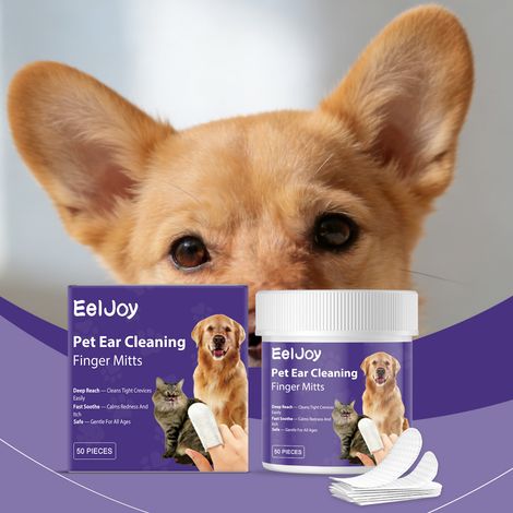 Lingettes nettoyantes pour oreilles d'animaux Eelyoy - Formule douce pour un nettoyage quotidien des oreilles - 50 lingettes (1/5)