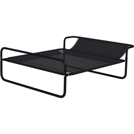Lettino Brandina per Cani Piccoli e Medi 91x69x29 cm Rialzato con Poggiatesta da Esterno in Tessuto a Rete Nero (1/5)