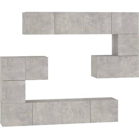 Mueble TV multimedia estantería para televisión buffet comedor salón dormitorio montado en la pared madera contrachapada gris 020028066