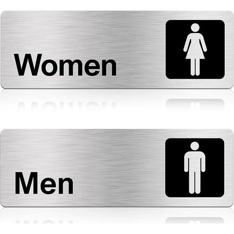 2 Pièces Signaletique Toilettes Aucun Poinçonnage Requis Plaque Wc Acier Inoxydable Plaque de Porte Wc Auto-Adhésifs Plaque de Propreté Porte Plaque Aluminium pour Maison Hôtel Restaurant (1/5)