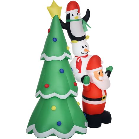 Sapin de Noël gonflable géant de 243 cm avec lumières LED et Père Noël, décoration de Noël extérieure étanche (1/5)