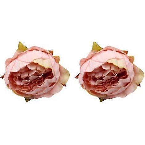 Lot de 2 têtes de pivoines artificielles pour mariage, loisirs créatifs, décoration de bureau.Champagne (1/5)