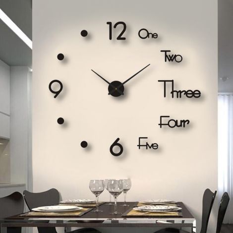 Geräuschlose, rahmenlose, leuchtende Wanduhr, dekorativ, für Wohn- und Schlafzimmer, schwarz, große Größe (130 cm / 51,18 Zoll). (1/5)