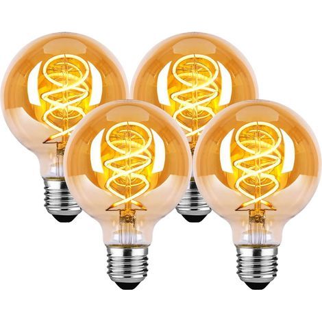 Lampadina LED E27, lampadina E27 vintage dimmerabile 4W G80 bianco caldo 2200K 260LM Edison decorativa retrò antica vintage equivalente a una lampadina a incandescenza da 40W, confezione da 4 (1/5)