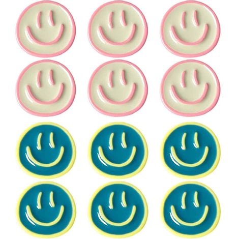12 aimants pour réfrigérateur, résine, motif sourire, 10 mm, usage salle de classe cuisine bureau (1/5)