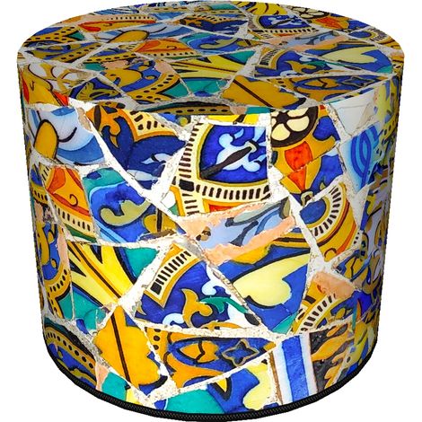 Pouf impermeabile in Cordura per casa e giardino - Motivo Madrid, elegante, comodo, stabile, con cerniera, 40 cm, Bertoni (1/5)