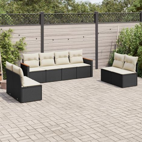 vidaXL Set Divani da Giardino con Cuscini 8 pz Nero in Polyrattan (1/5)