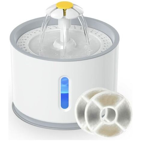 Fontaine à Eau pour Chat Chien Automatique 2,4L, Distributeur Eau Silencieux avec LED Fenêtre de Niveau d'eau et Filtre à Charbon Actif (1/5)