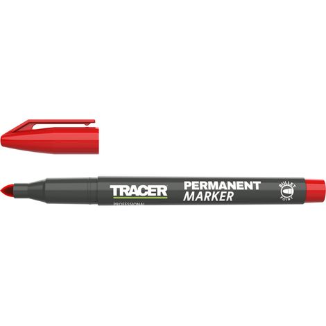 Tracer - Permanentbaumarker mit Feinspitze (1-2mm Universalmarker mit Rundspitze un schnell trocknender Tinte) - Rot - APM3