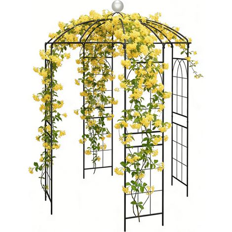 YOSE LIFE Gartenbogen aus Metall H290cm Gartenpavillon wetterfest Rosenbogen mit Rankhilfe Pulverbeschichteter Stahlrahmen