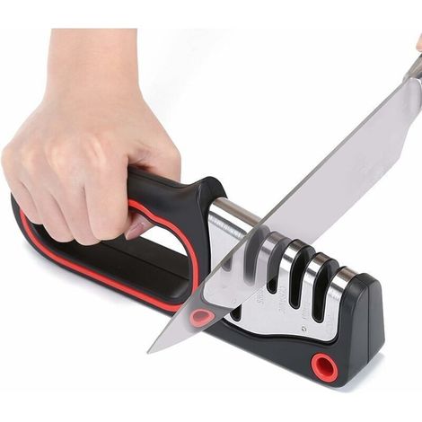 Professioneller Messerschärfer, 4-in-1-Messerschärfer, manueller Messerschärfer mit rutschfester Basis für Scheren, Obstmesser und Küchenmesser verschiedener Größen (1/5)