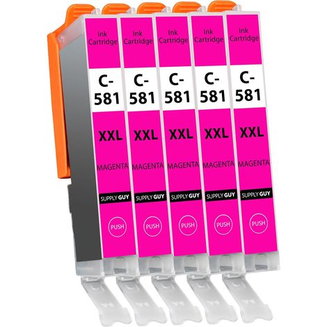 581XXL Cartouches Magenta compatibles avec Canon CLI-581 XXL pour Pixma TS705 TS705a TS6350 TS6350a TS6351 TS6351a TS6300 TR8550 TS9550 Multipack 5 Cartouches d'encre 581 XXL (1/5)