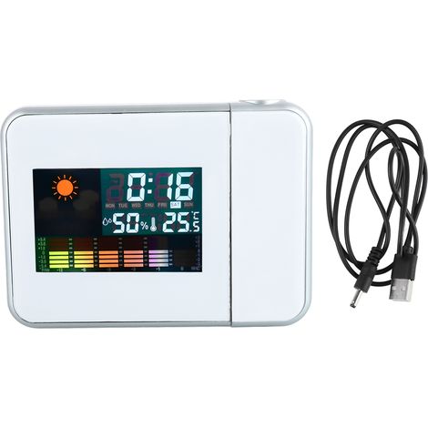 Réveil Projecteur Numérique avec Thermomètre et Hygromètre Intégrés pour Chambre (1/5)