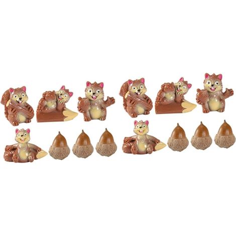 14 figurines écureuils en résine (7 pièces × 2), décorations mignonnes pour intérieur ou jardin
