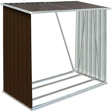 Vidaxl – Abri à bûches en acier galvanisé 163x83x154 cm – Capacité 2 m³ – Toit incliné pour évacuation pluie – Barres de support renforcées (1/5)