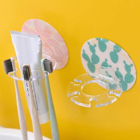1pcs Plastic Toothbrush Holder Toothpaste Storage Rack Shaver Tooth Brush Dispenser Bathroom Organizer Accessories Color Random (1/5)
