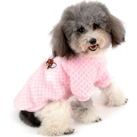 Plüschiger Wintermantel für kleine Hunde/Katzen, warmer Pullover, Haustierjacke, Welpenmantel, Shirt, Sweatshirt, Kleidung, Chihuahua, Yorkshire Terrier, rosa, M