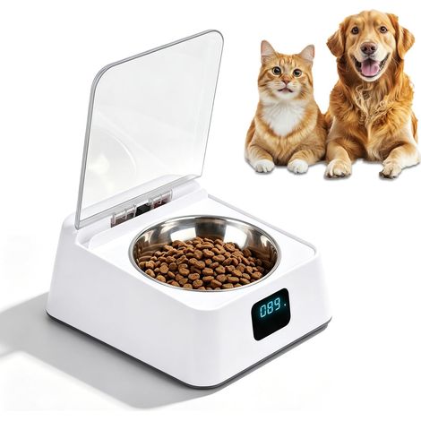 Mangeoire automatique pour chats, 350 ml, avec capteur infrarouge, gamelle automatique avec couvercle à charnière, pour chiens et chats de petite et moyenne taille, pour nourriture humide et sèche (1/5)