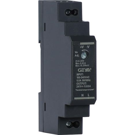 Alimentation à découpage,transformateur monophasé sur rail DIN,conversion de 100V CA à 240V CA en DC24V (GPHDR-15W-24V-0.63A) (1/5)